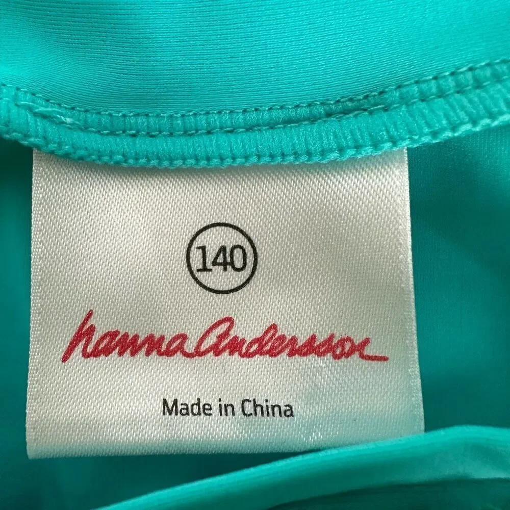 Hanna Andersson Ruffle Rash Guard Teal Green size 140 / 10